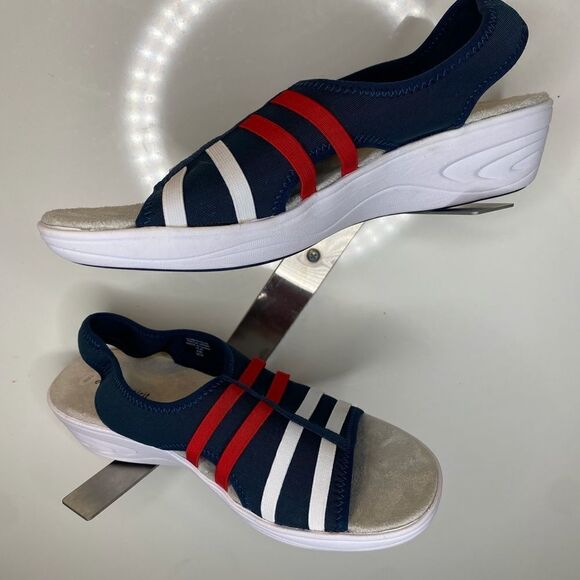 Shoes - Easy spirit red white and blue sling back wedges 10 M